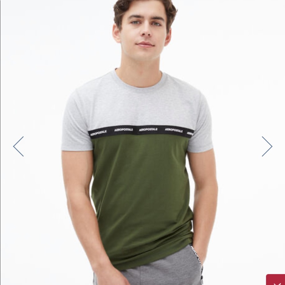 Aeropostale T-Shirt Moisture Wicking Stretch Logo Crew Tee Mens Short Sleeve Top